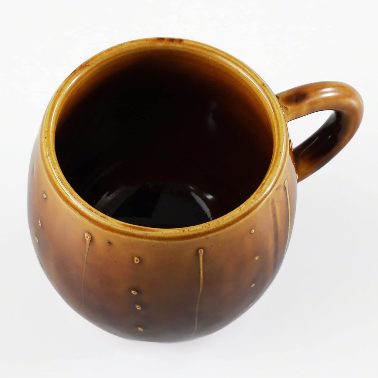 Asayu Japan Ceramic Coffee Pour Over Maker Set in Caramel, Slow Brewing Paper Filter Holder and Dripper with 3 Holes for Coffee and Tea (Complete 2PCS Set)