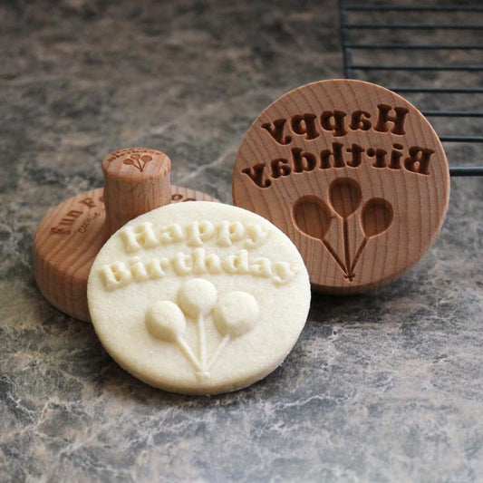 Wood Cookie Stamp, 2.5 Inch (Happy Birthday CS-104)