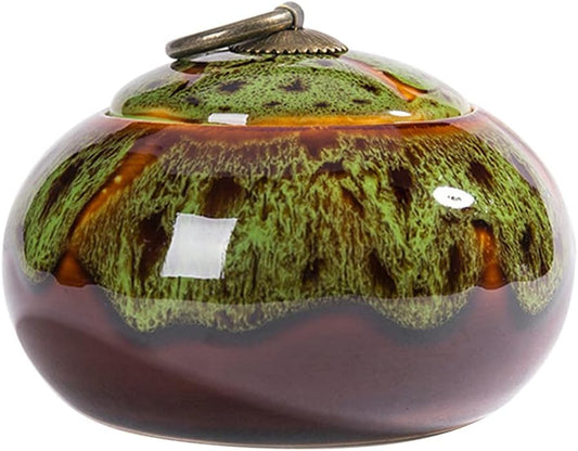 Ceramic Storage Jars, Exquisite Glaze Food Canisters for Kitchen Spice Storage,Tea Caddy Storage,Coffee Jar,Condiment Jar with Seald Lid (Green B)