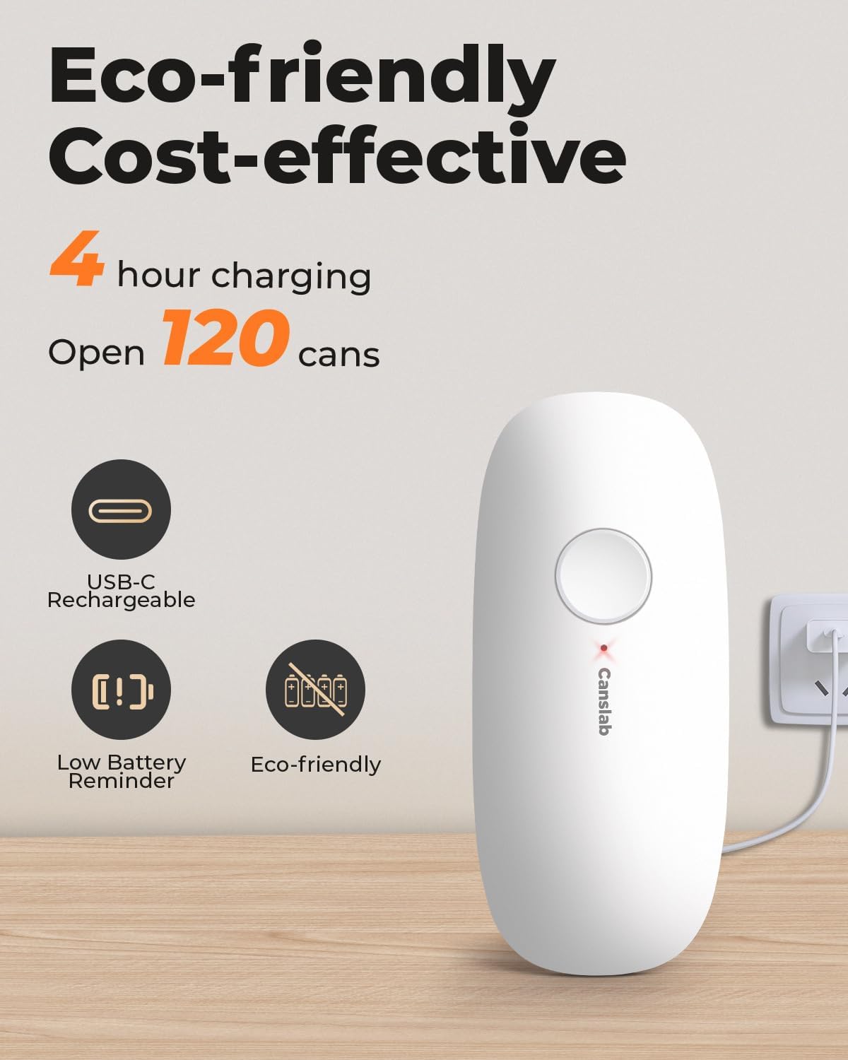 Ultrablade - USB Rechargeable Electric Can Openers for Senior with Arthritis- Automatic Kitchen Can Opener for Any Size Can, Smooth Edge, Small Handsfree One Touch Opener, Wall Mounted,White