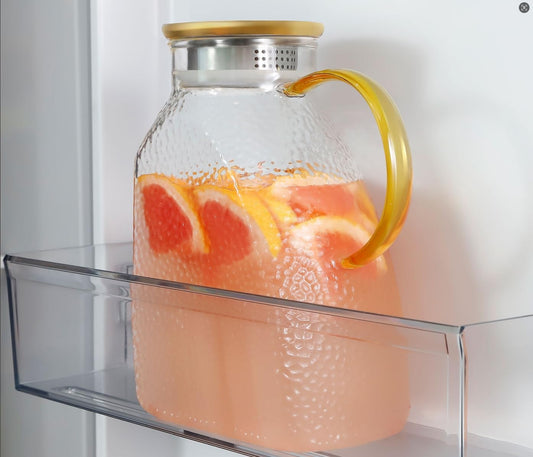 Glass Pitcher With Lid, 2 Liters Glass Pitchers With Handle And Lid, 68 oz Water Pitcher For Fridge, Tea Jug Carafe Jar For Hot/Cold Water Iced Juice Coffee Milk Fruit