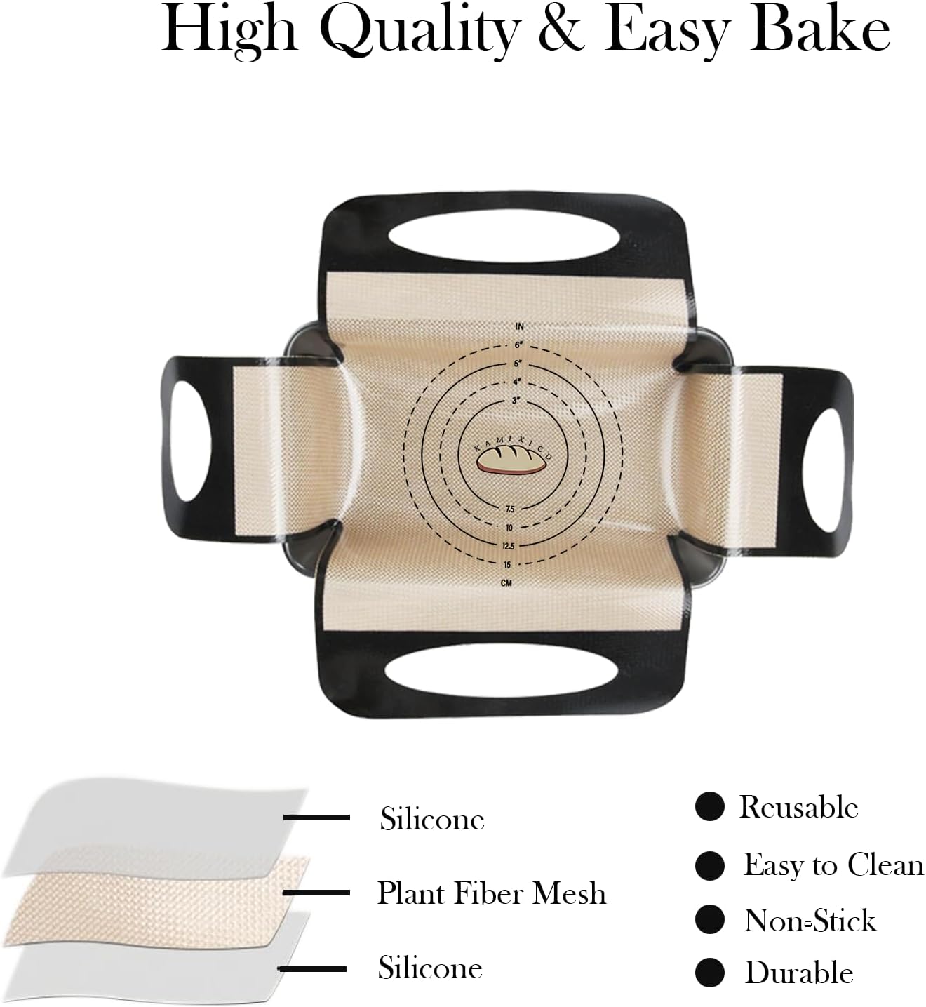 2Pcs Reusable Silicone Bread Loaf Pan Liner Food-Grade Silicone Bread Sling， Loaf Pan Lifters，Bread Mat-Non-stick Mat Easy Clean Sourdough Transfer Tool with 4 Handles Fits 9x5 Or 1.5lb Loaf Pans