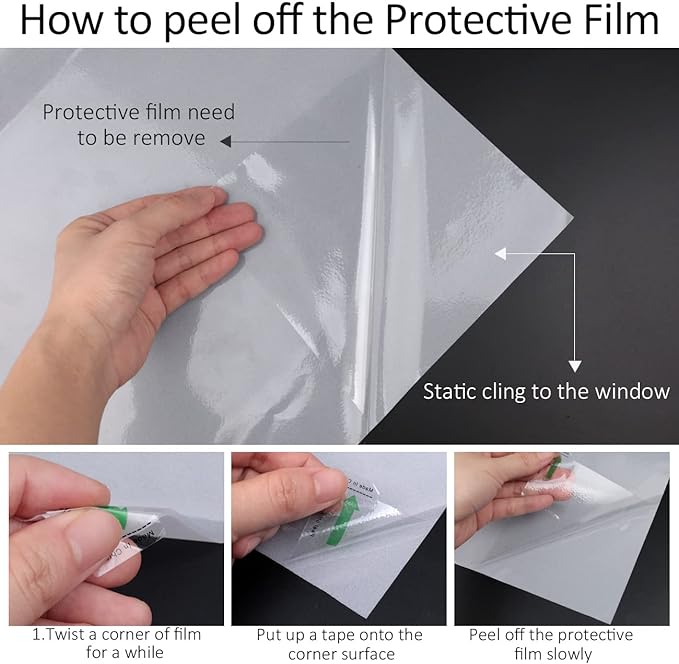 HIDBEA Frosted Window Privacy Film Non-Adhesive, Reusable Window Glass Films Heat Control Self Static Cling Removable Window Stickers for Home Office Living Room (White Frosted, 35.4 Inch x 8.2 Feet)