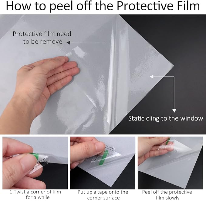 HIDBEA Frosted Window Privacy Film Non-Adhesive, Reusable UV Protection Window Glass Films Colorful Self Static Cling Removable Window Stickers (White Frosted, 17.7 Inch x 8.2 Feet)