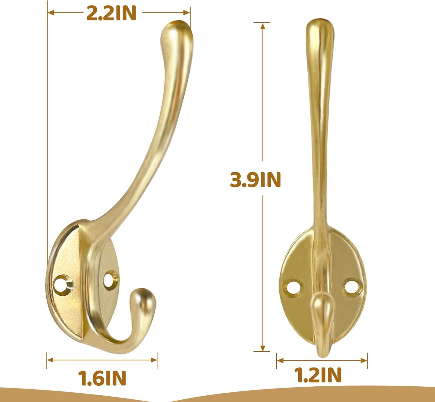 Wall Hooks for Hanging, 25-Pcs Heavy Duty Metal Coat Hooks, for Living Room, Bathroom, Kitchen, Bedroom for Towel, Hat, Key, Closet, Bag (Gold)