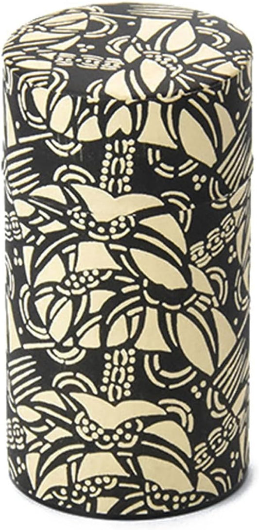 Japanese Pokkan Coffee Spice Tea Tin Canister Washi Paper Storage with Lid 7.05 oz Capacity (Han)