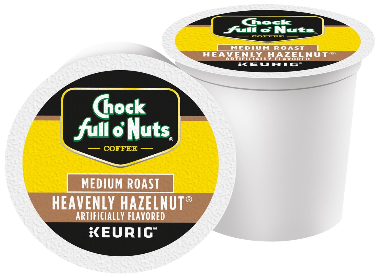 Chock Full o'Nuts Heavenly Hazelnut Coffee, Compatible with K-Cup Pods, 12 CT (Pack of 2)