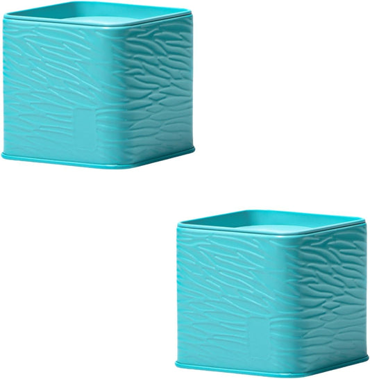 HAN SHENG 2 Pcs Decorative Square Tea Tin Tea Storage Containers Loose Tea Storage Coffee Tins Food Storage Container for Tea Coffee Herb Candy Chocolate Sugar Spices (Light Blue)