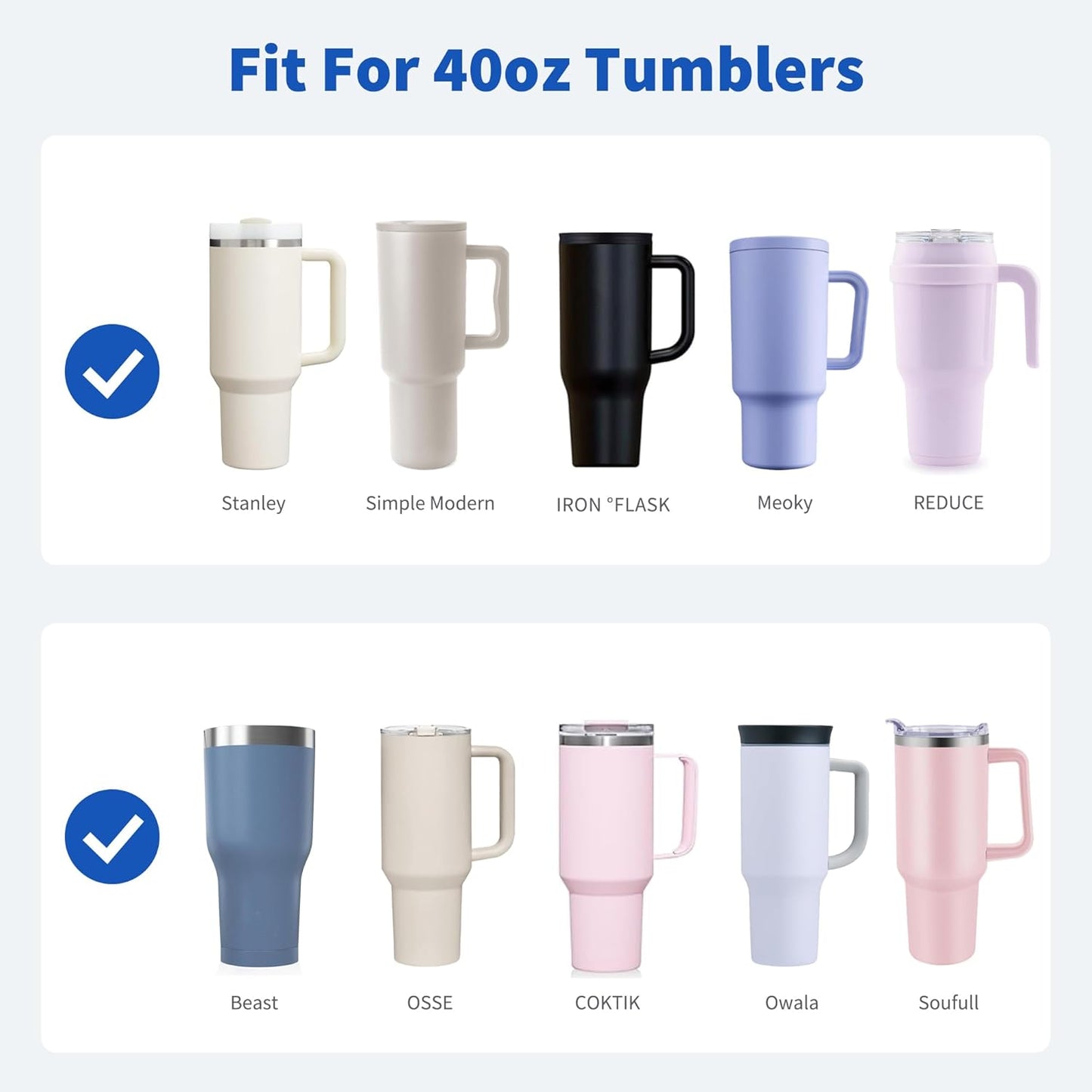 Metal Straw for Stanley 40 oz Cup,Stainless Steel Replacement Straw with Silicone Tips for 40 oz Simple Modern, Meoky, Owala Tumbler, 1 Portable Bag