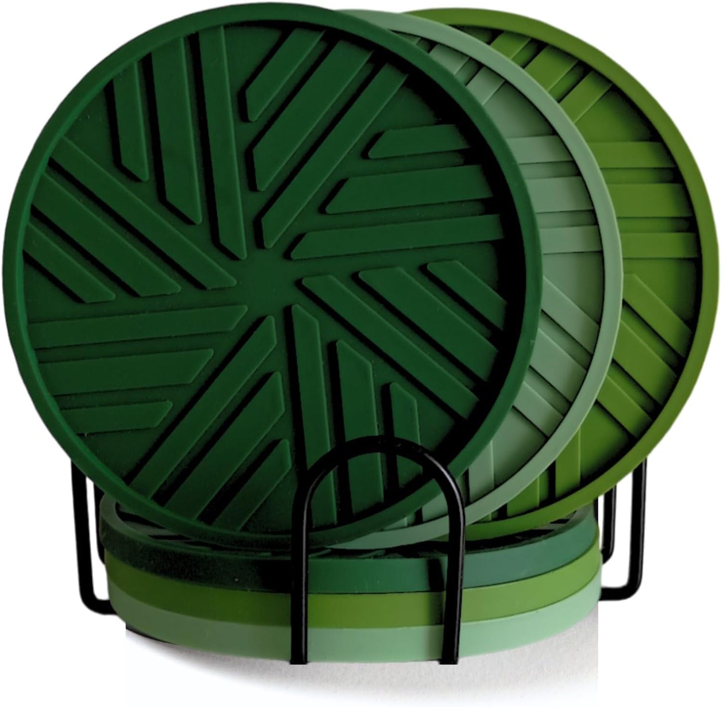 Silicone Coasters Set of 6 with Unique and Modern Patterns for Table Decor - Perfect for Outdoors and Coffee Table Protection- Green Sage
