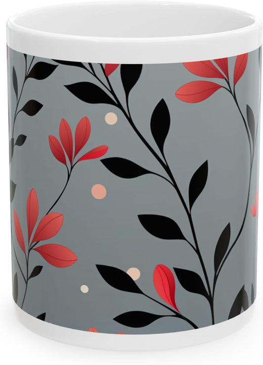 11 OZ Novelty Coffee Mugs - Christmas Gift (Leaf Flower Design)