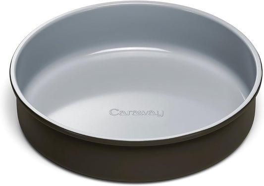Caraway Non-Stick Ceramic 9” Circle Pan - Naturally Slick Ceramic Coating - Non-Toxic, PTFE & PFOA Free - Perfect for Birthday Cakes, Tartes, & More - Black