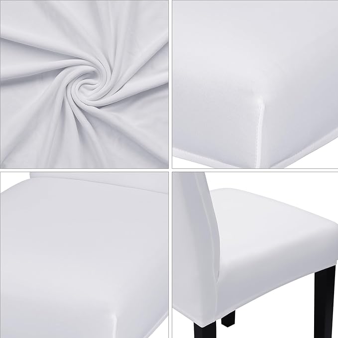 JQinHome 4 Pcs Dining Chair Slipcover, High Stretch Removable Washable Chair Seat Protector Cover for Home Party Hotel Wedding Ceremony