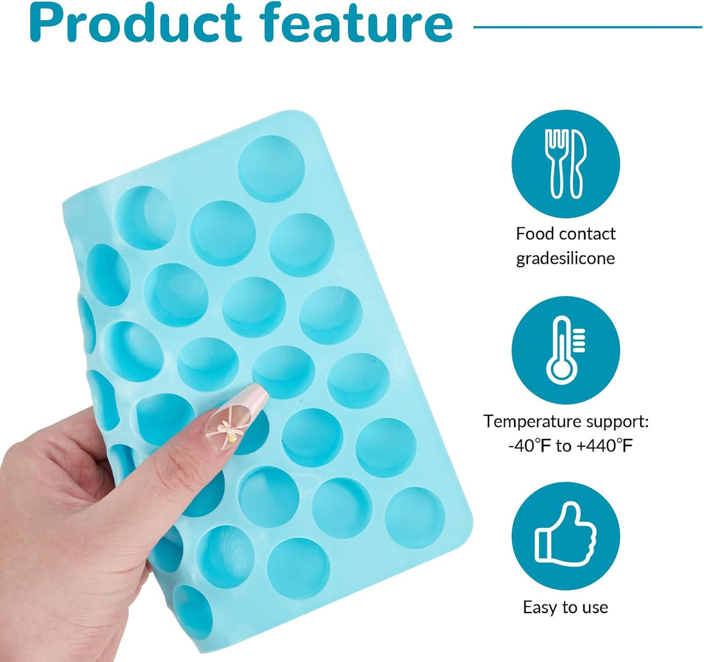 3 Pcs Round Chocolate Silicone Molds for Candy, Gummy, Caramels, Ganache, Ice Cubes, 55 Cavity Per Piece