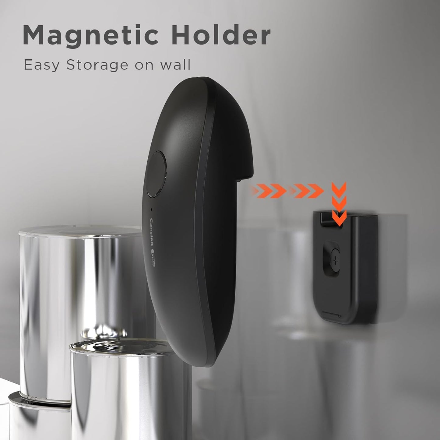 Ultrablade PRO Auto Stop Can Opener - Rechargeable Electric Can Opener for Kitchen for Seniors with Arthritis - One Touch Side Cut Opener, Smooth Edge, Handfree, Wall Mounted Small Size, Black