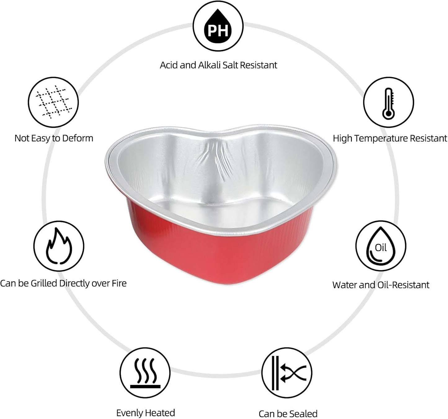 Mini Heart Shaped Cake Pans 3.5oz Aluminum Foil Heart Cake Pan with Lids, 25 pcs Disposable Small Heart Baking Pan Red for Valentine Weddings Birthday