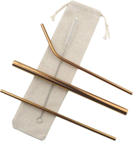 Gugrida Metal Straws Stainless Steel Straws 8.5'' Drinking Straws Reusable 3 Set, Ultra Long Colorful Cleaning Brush for 20 Ounce 30 Ounce for Trail Tumblers Yeti RTIC Ozark, 2 Straight 1 Bent 1 Brush