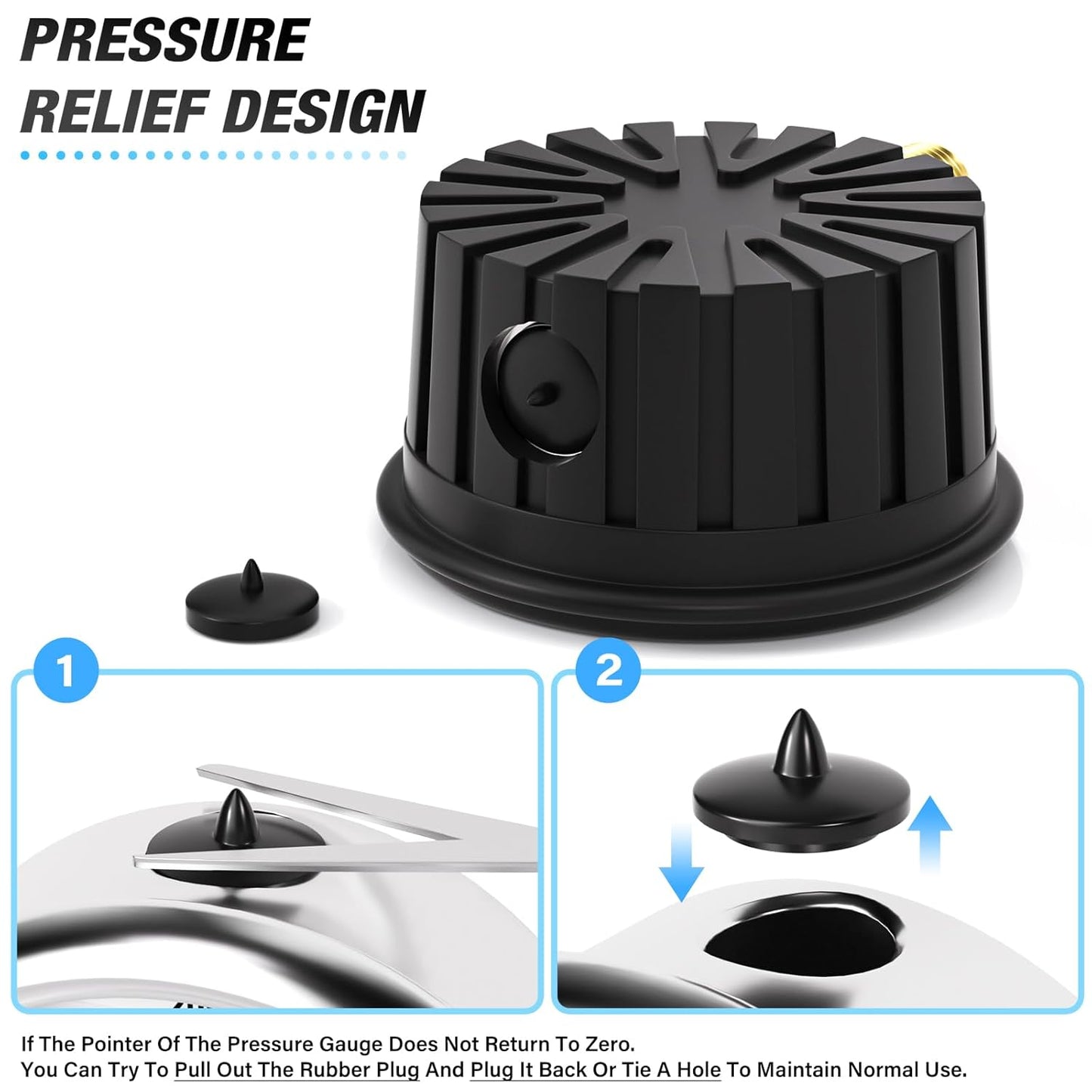 MEANLIN MEASURE 0~300Psi Stainless Steel 1/4" NPT 2.5" FACE DIAL Liquid Filled Pressure Gauge, Lower Mount (with Rubber Protective Sleeve), with 1/2" NPT and 3/8" NPT Hex Bushing
