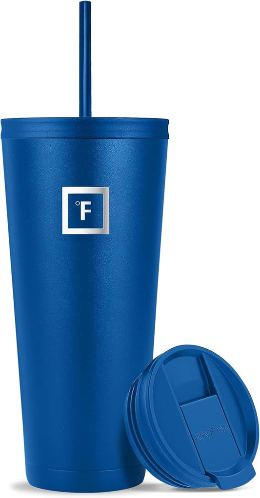 IRON °FLASK Classic Tumbler - Vacuum Insulated Stainless Steel Water Bottle, Double Walled, Drinking Cup, Insulated Travel Mug (Cobalt, 32 oz Solid Lid)
