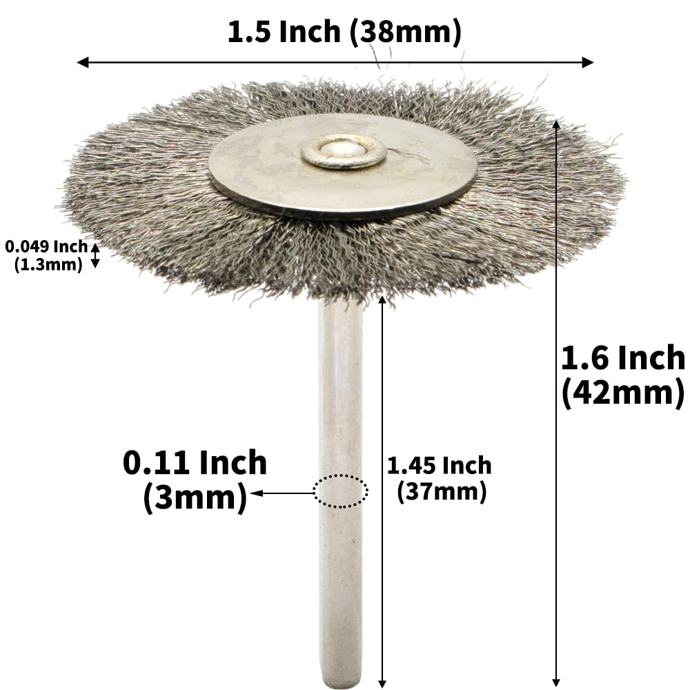 20PCS T-shaped Wire Brushes - Metal Rust Removal, Polishing, Cleaning - 38mm Diameter, 3mm Shaft - Removes Burrs, Dust, and Oxide Layer - Handles Rough Surfaces - Designed for Industrial and DIY Use