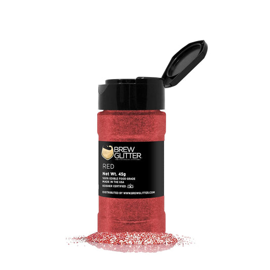 Bakell's Red Brew Glitter (45 Grams, 1x Shaker Jar) | Vibrant Edible Glitter for a Dramatic Touch to Your Beverages!