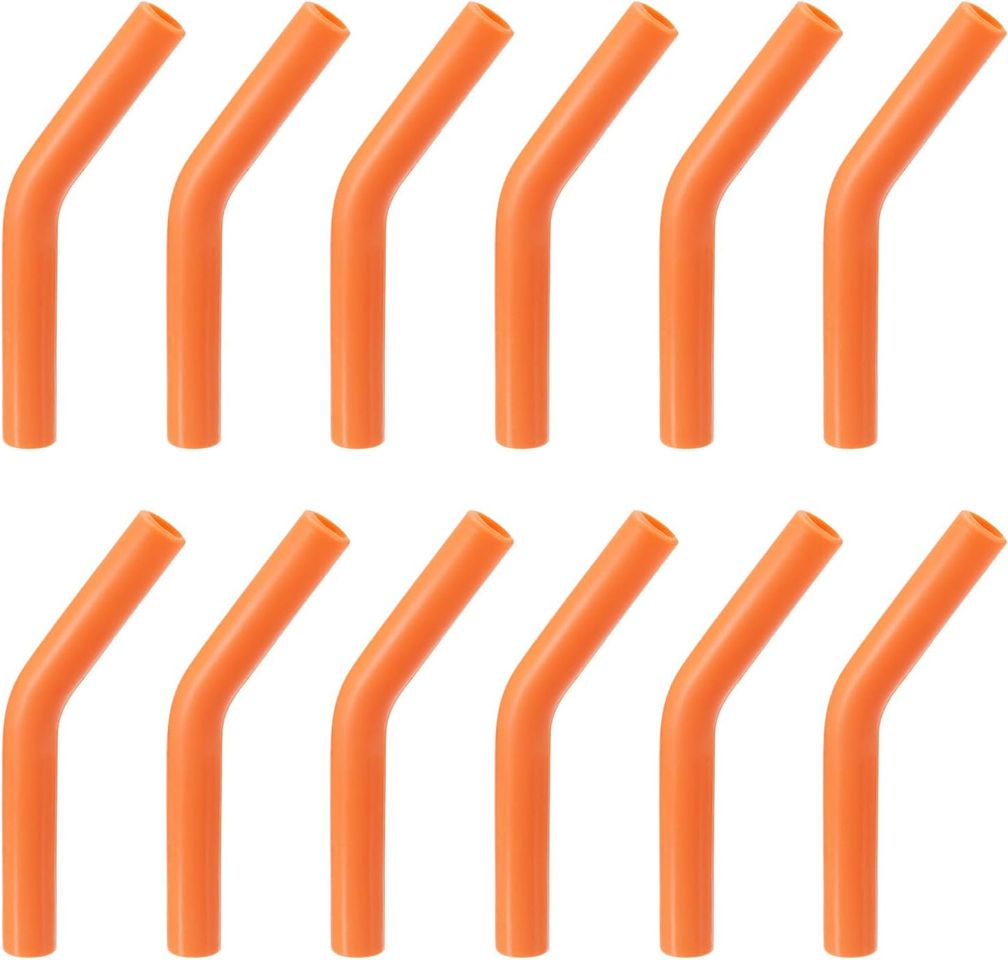 uxcell 12pcs Silicone Straw Tips, Silicone Straw Elbows Tip, Soft Reusable Metal Straw Covers Fit for 8mm/0.31" OD Stainless Steel Straws, Orange