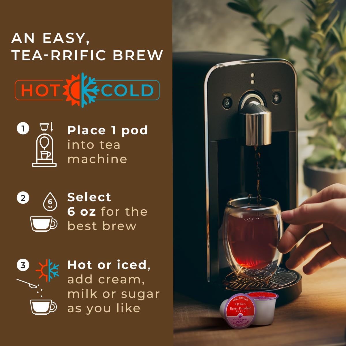 Gya Tea Co Berry Paradise Black Tea Pod (16 ct) - High Caffeinated Smooth Tea with Fruity & Sweet for Refreshed & Energy