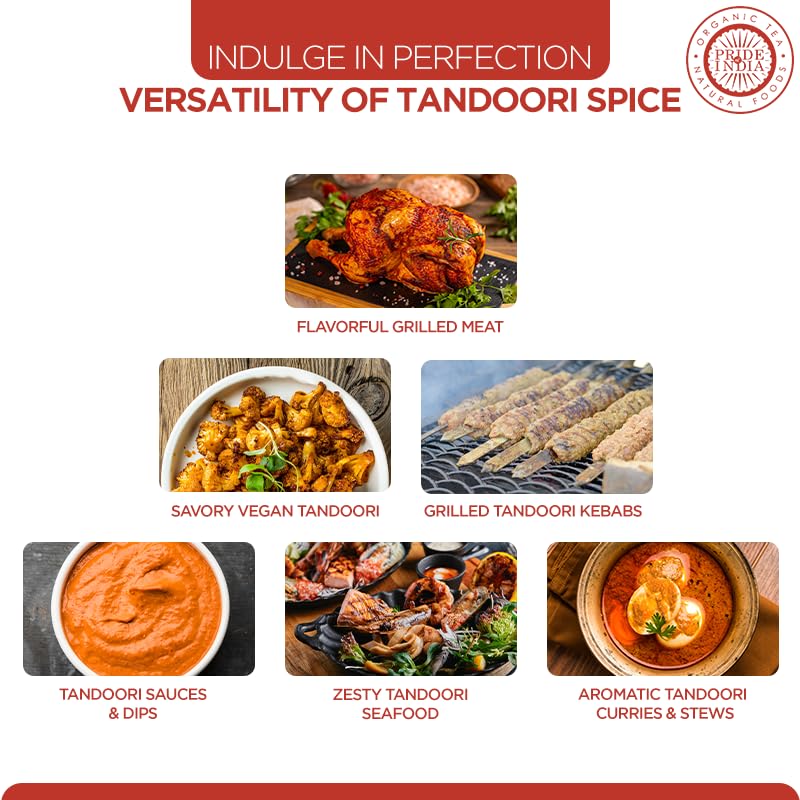 Pride of India – Tandoori Grill Masala – Blend of Exotic & Gourmet Spices – Ideal for Vegetable, Meat & Chicken Cooking – GMO Free – Easy to Use - 7 oz. Medium Dual Sifter Bottle