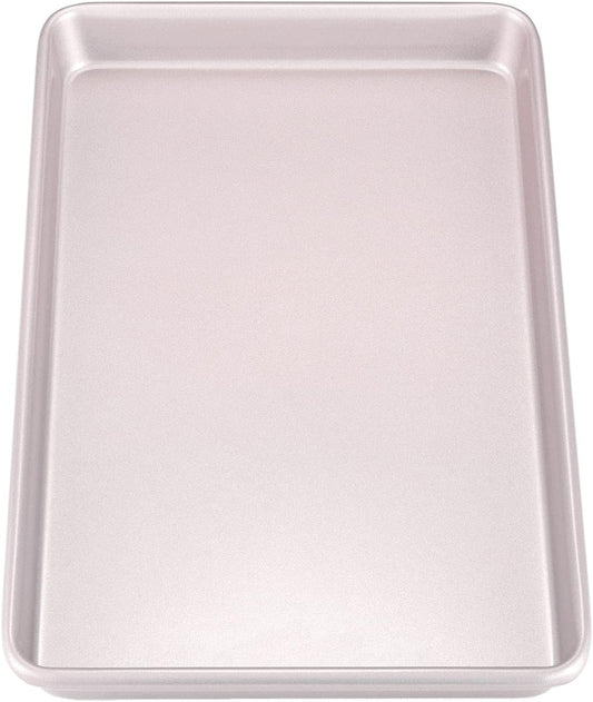 CHEFMADE 17-Inch Baking Sheet Pan, Non-Stick Carbon Steel Rimmed Cookie Sheet Pan for Oven Roasting Meat Bread Jelly Roll Battenberg Pizzas Pastries 12.8" x 17.7" x 1.1" (Champagne Gold)