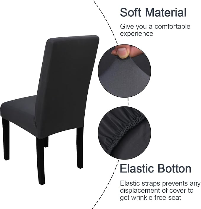JQinHome 4 Pcs Dining Chair Slipcover, High Stretch Removable Washable Chair Seat Protector Cover for Home Party Hotel Wedding Ceremony