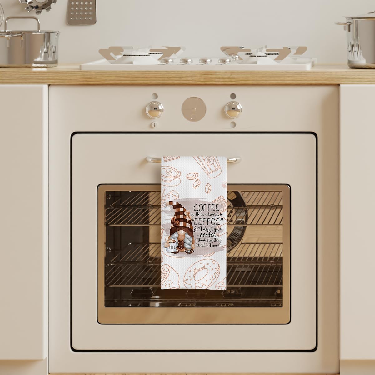 Coffee Gnome Kitchen Towels for Bar Decor - Funny Dish Tea Towels, Lover Gifts, 16x24 Inches