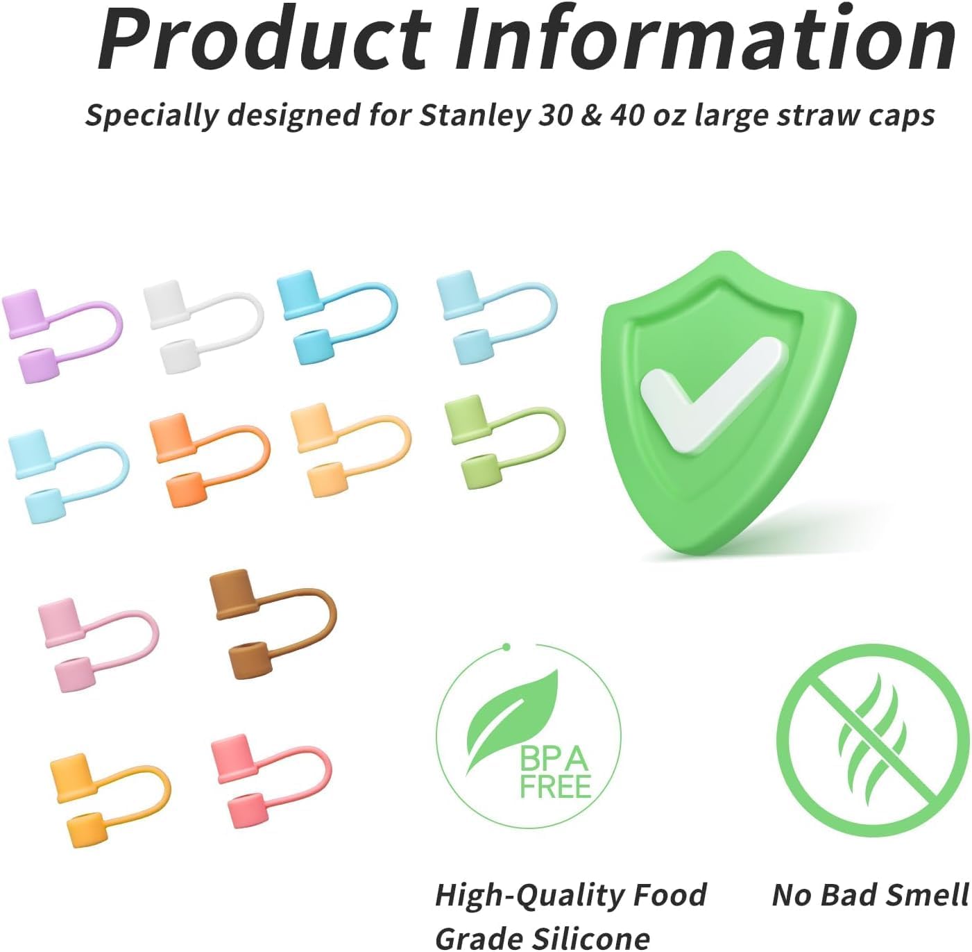 Straw Covers for Stanley, Straw Toppers for 10mm Straws 30OZ/40OZ Stanley Tumblers, Food Grade Silicone. (5pcs-Basic-Orange)