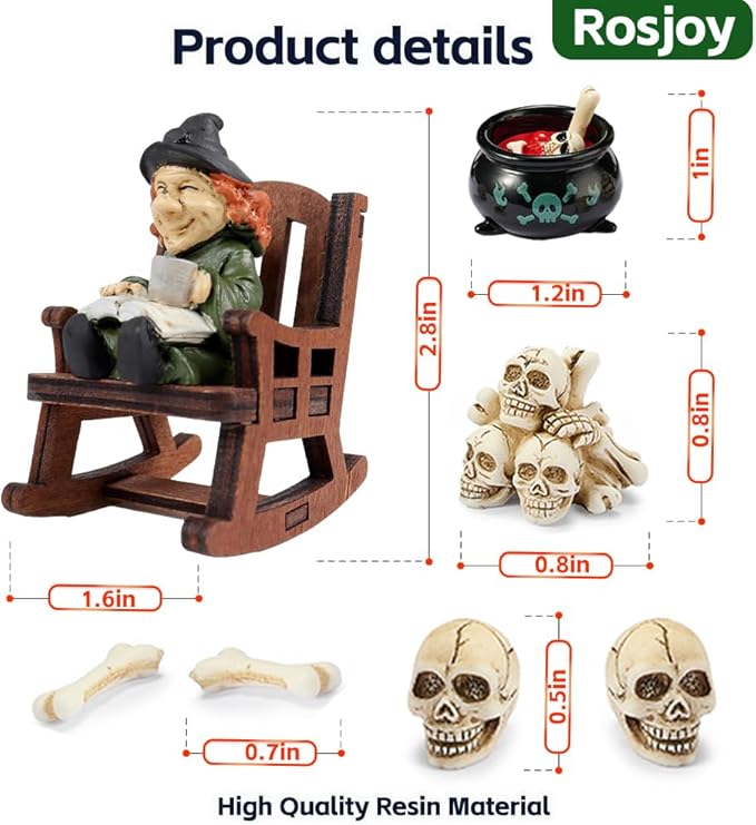 Halloween Fun Miniature Witch Figurine,Gothic Horror Resin Witch Decor,for Bookshelf Decor,Desk Trinkets,Collectible,Party Gifts