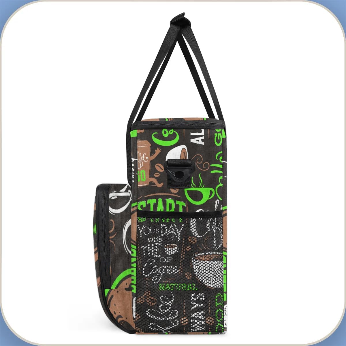 coffee beans cup green Coffee Maker Carring Bag Travel Carrying Storage Tote Bag Compatible with Keurig K-Mini or K-Mini Plus Portable Single Serve Coffee Brewer Case with Pockets for K-cup Pods