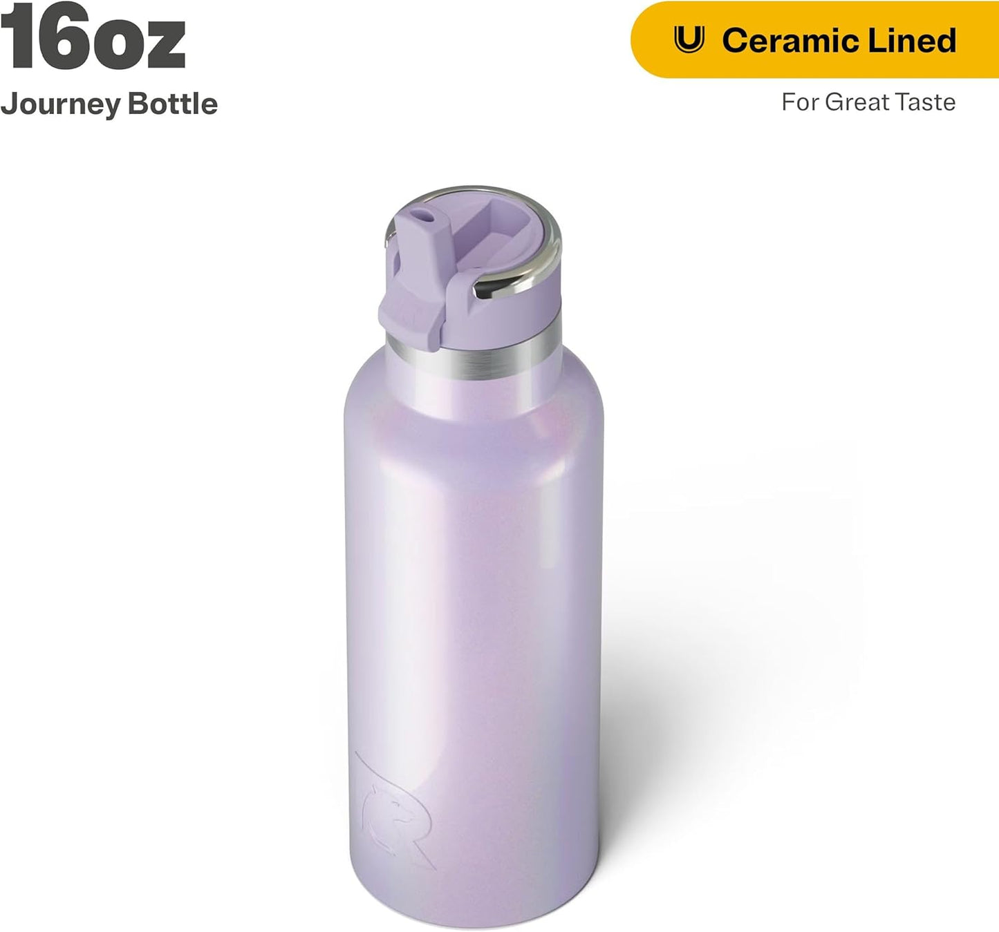 RTIC 16oz Journey Bottle Metal Stainless Steel Vacuum Insulated, BPA Free, Reusable, for Water, Hot and Cold Drinks, Travel, Sports, Camping, Lavender Glitter