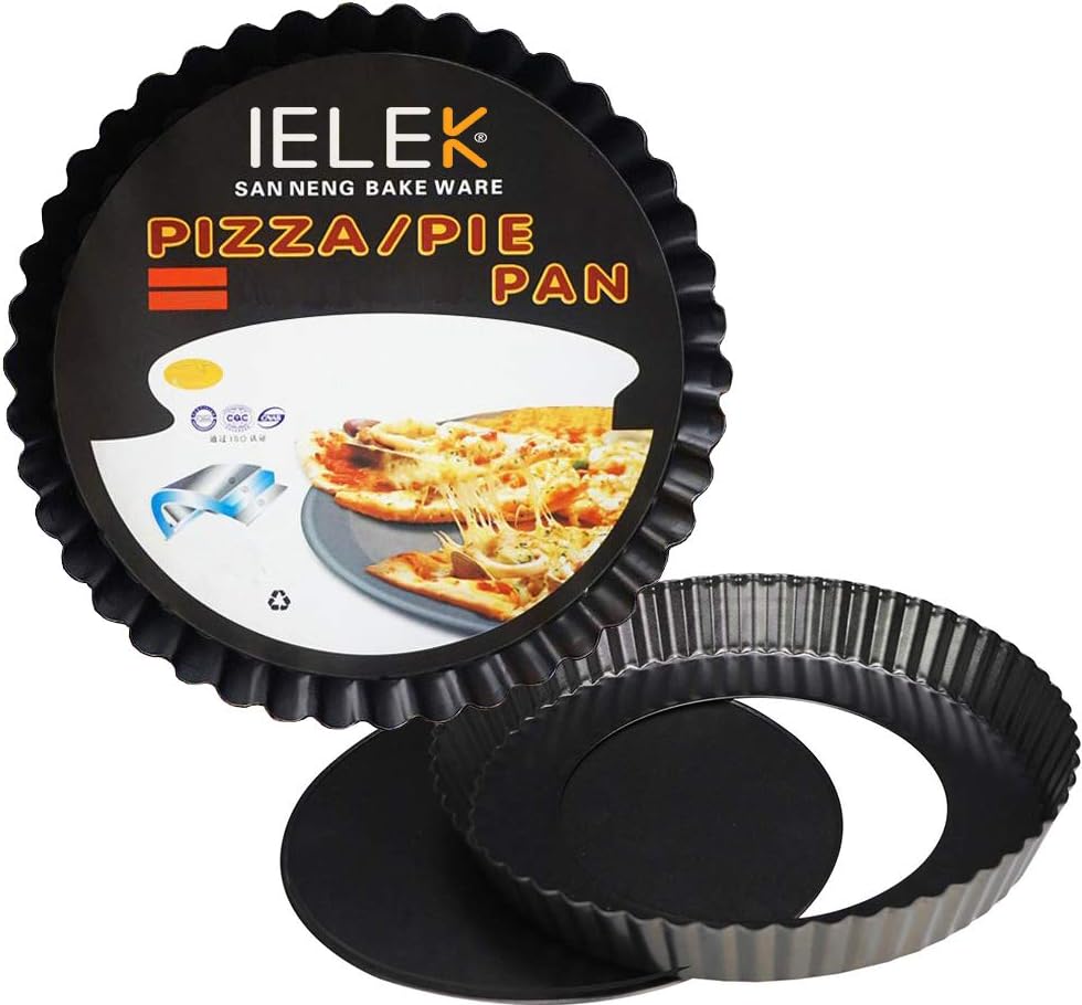 Tart Flan Pie Pan Nonstick Heavy Duty 10 Inch Quiche Cheese Molds With Removable Loose Bottom Fluted