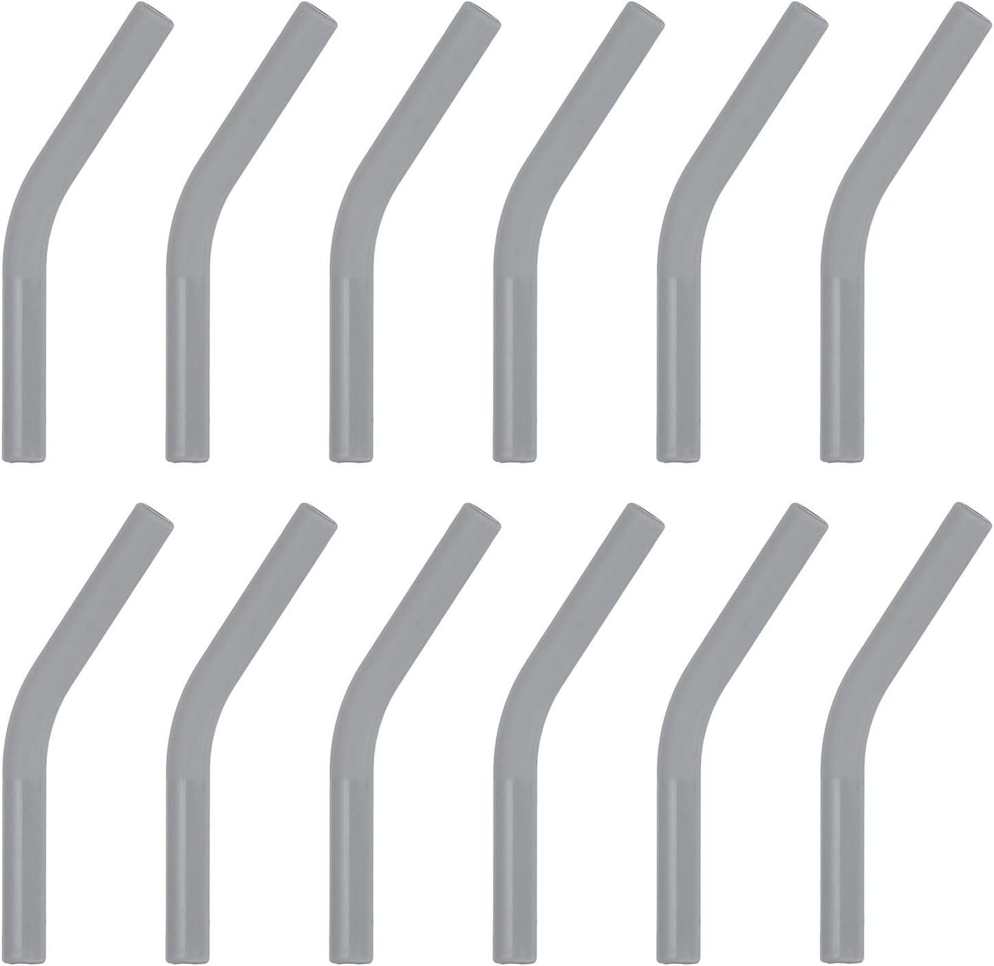 uxcell 12Pcs Silicone Straw Tips, Silicone Straw Elbows Tip, Soft Reusable Metal Straw Covers Fit for 6mm/0.24" OD Stainless Steel Straws, Grey