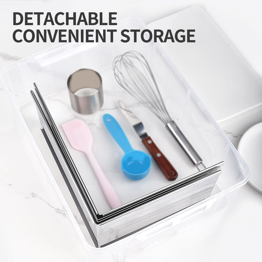 Guowall Extensible Rectangular Cake Mould Stainless Steel Pastry Ring Mold for Tiramisu Rectangle Adjustable Baking Frame Big Size for Multiple Size - 10 x 7 inch