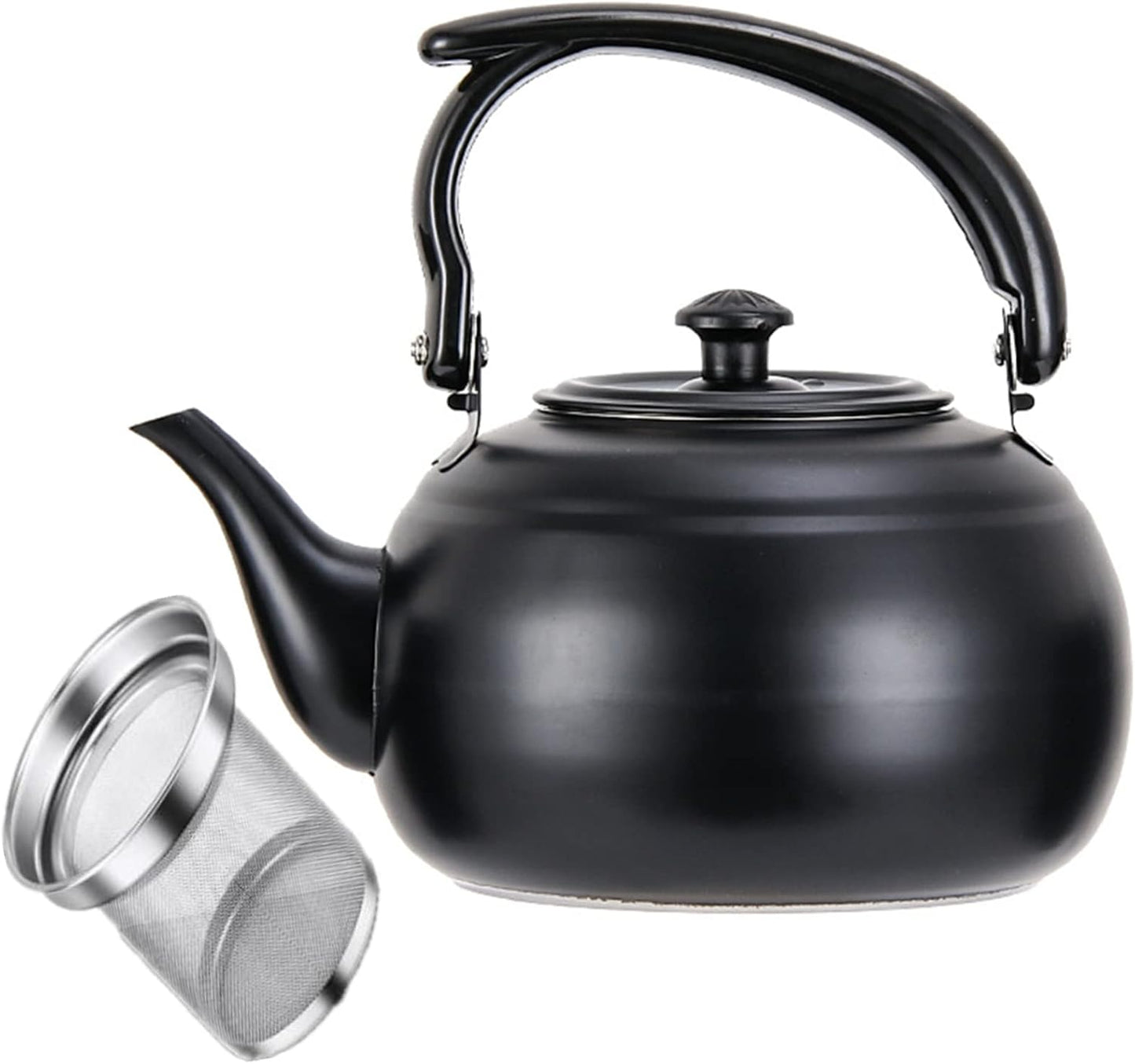 50 oz/1500ml Stainless Steel Steeping Teapot with Infuser for Loose Leaf Tea, Metal Tea Steeper Pot Coffee Water Kettle for Stovetop, Tea Maker for Hotels, Restaurant, Home, Kitchen, Black