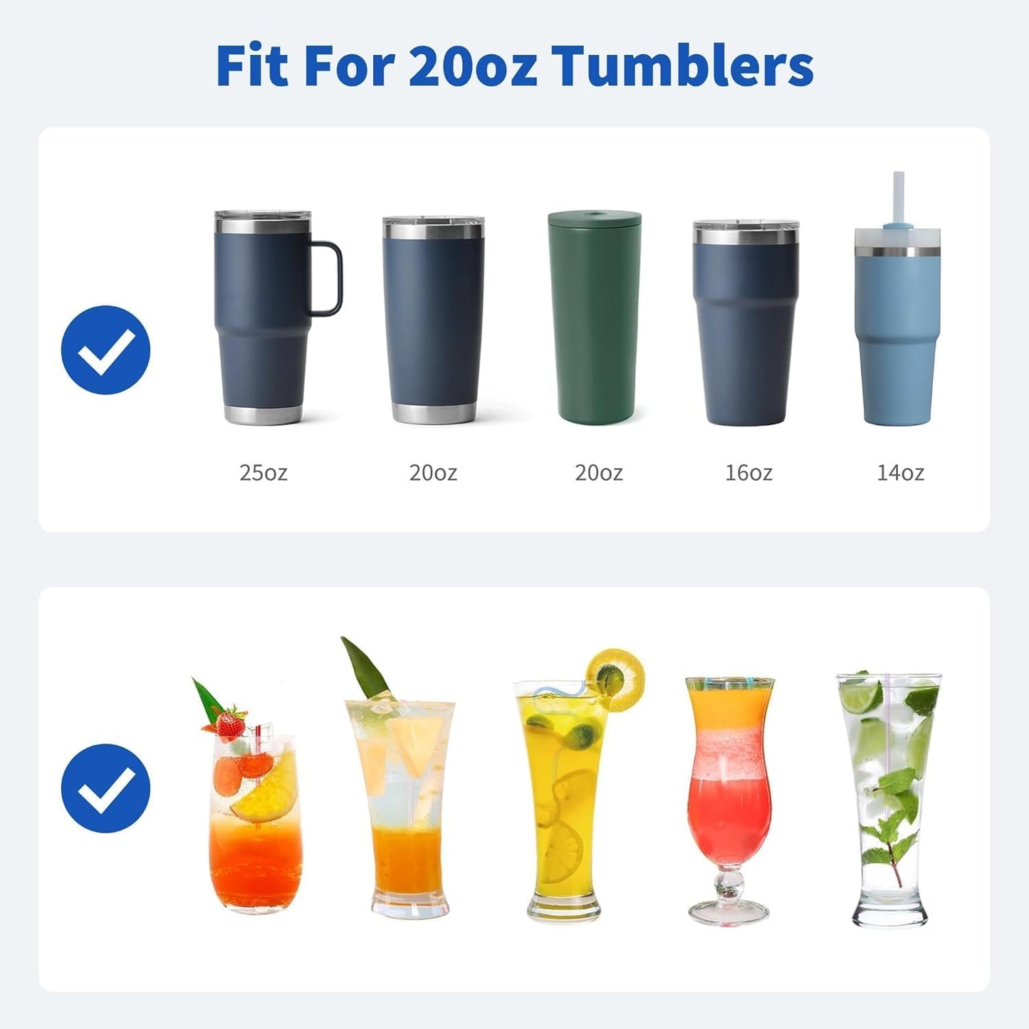 Stainless Steel Straw for 20 oz YETI Tumbler, 8.5in Metal Straight Straws Reusable with Silicone Tip for Milk, Juice, Cola, Coffee- 2 Cleaning Brushes & 1 Portable Bag