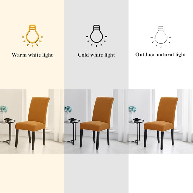 Joccun Chair Covers for Dining Room Set of 2, Dining Chair Slipcovers Stretch Dining Room Chair Covers Seat Protector,Washable Parsons Chair Cover for Home,Hotel,Banquet(Gold,2 Pack)