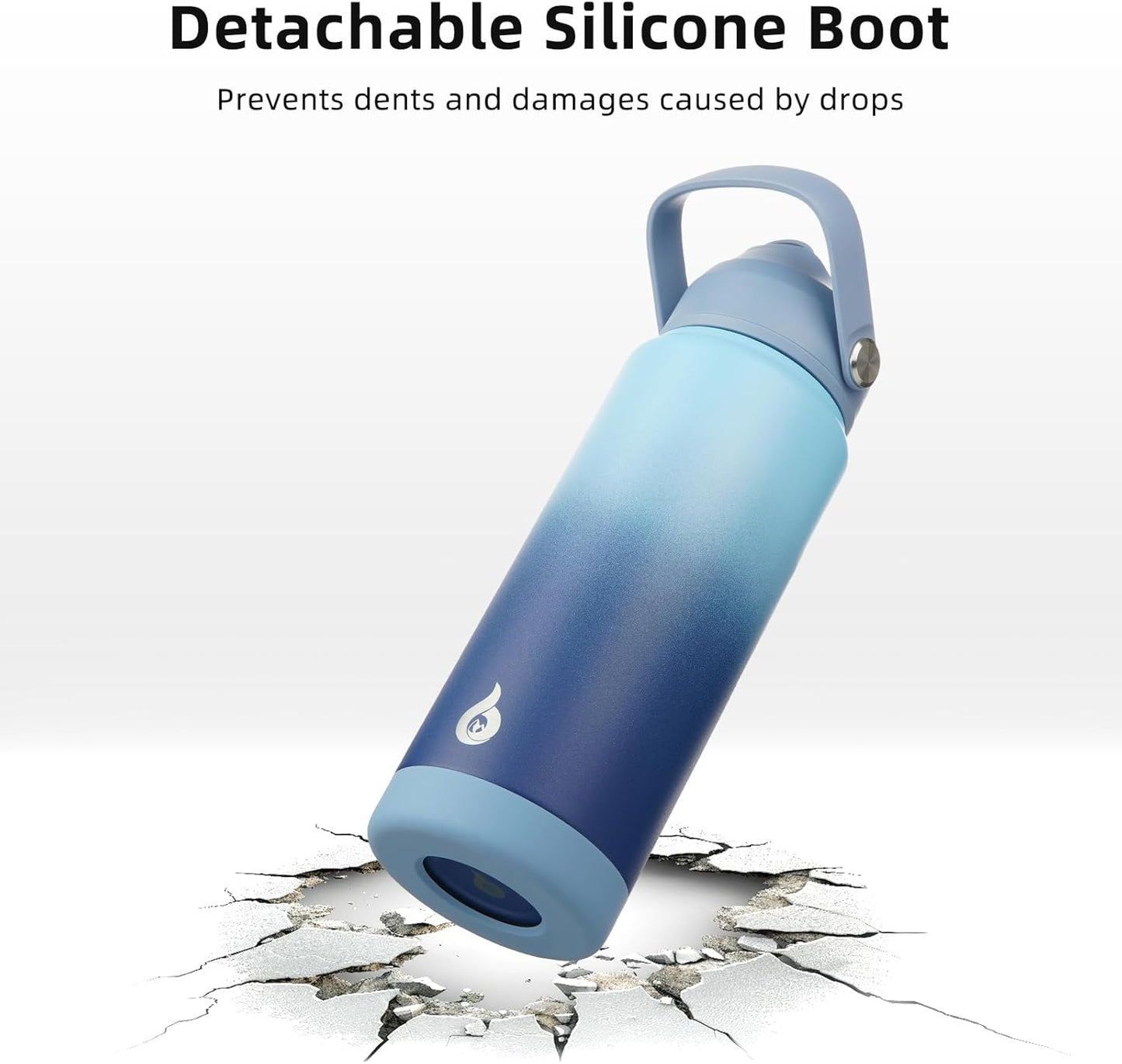 BJPKPK Insulated Water Bottle with Straw Lid, 40oz Large Thermos, BPA Free Leak Proof Stainless Steel Metal Water Bottles, Tumblers, Cups, Flasks for Travel, Sports,Sky