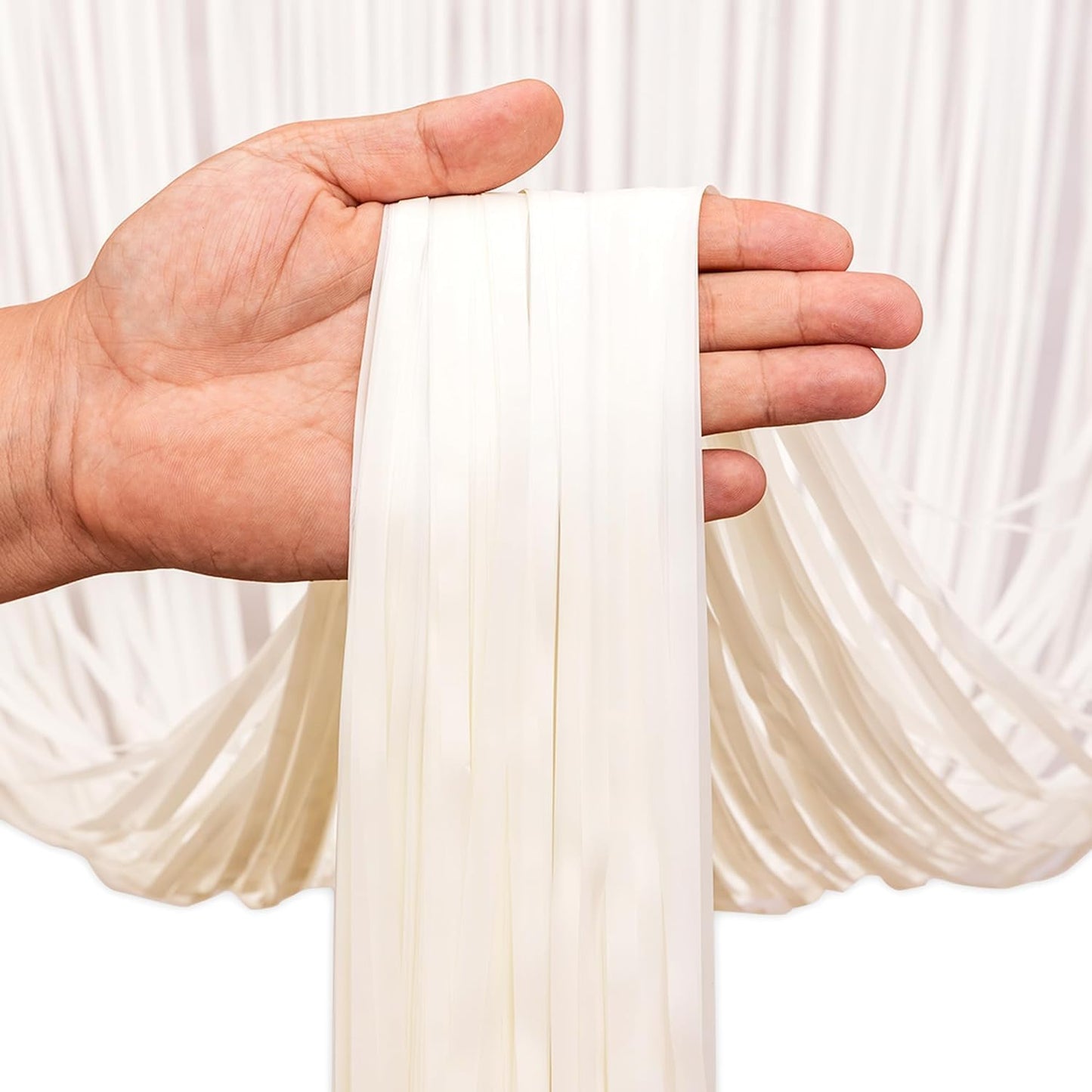 BRAVESHINE Tinsel Photo Backdrop Curtains - 2 Pack 3.2x8.2ft White Foil Fringe Streamer Curtain for Halloween/Boo Day/Valentine’s/Birthday/Christmas/Engagement/Bridal Shower Party Supplies Decorations