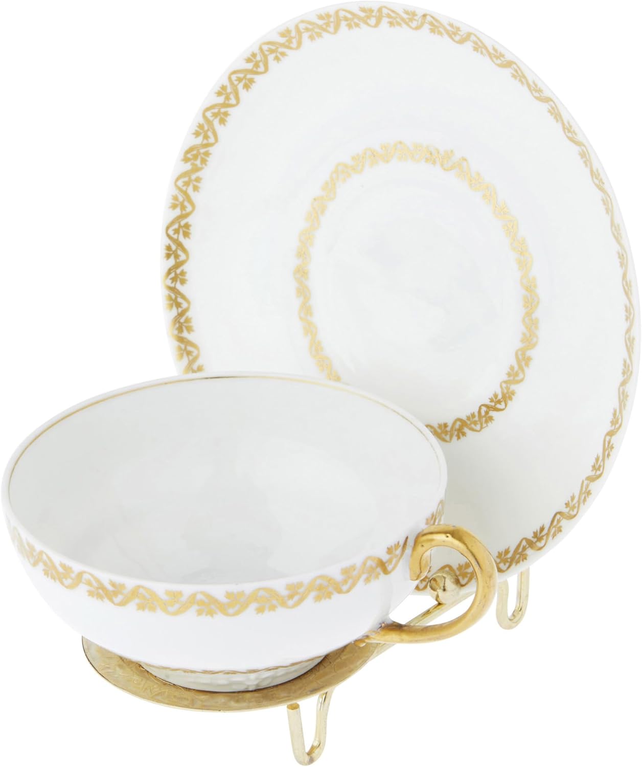 Bard's Ornate Shiny Gold-toned Cup and Saucer Stand, 3" H x 2.75" W x 4" D, Pack of 12