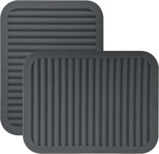 Silicone Trivets for Hot Dishes, Pots & Pans, Hot Pads for Kitchen, Trivets for Quartz Countertops, Hot Pads Silicone Mats for Kitchen Counter,Pot Holders Trivet Mat Set 2, Dark Grey