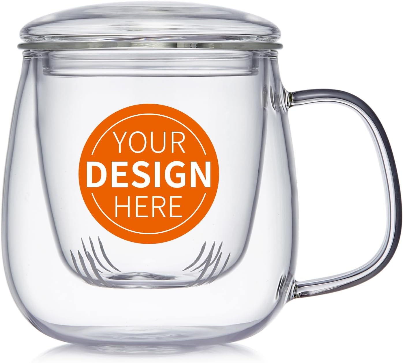 OEM Custom Personalized Gifts Glass Tea Cup with Infuser and Lid,Customized Large Borosilicate Teacup, Clear Mug for Loose Leaf Blooming Tea Maker Gift for Friend, Family