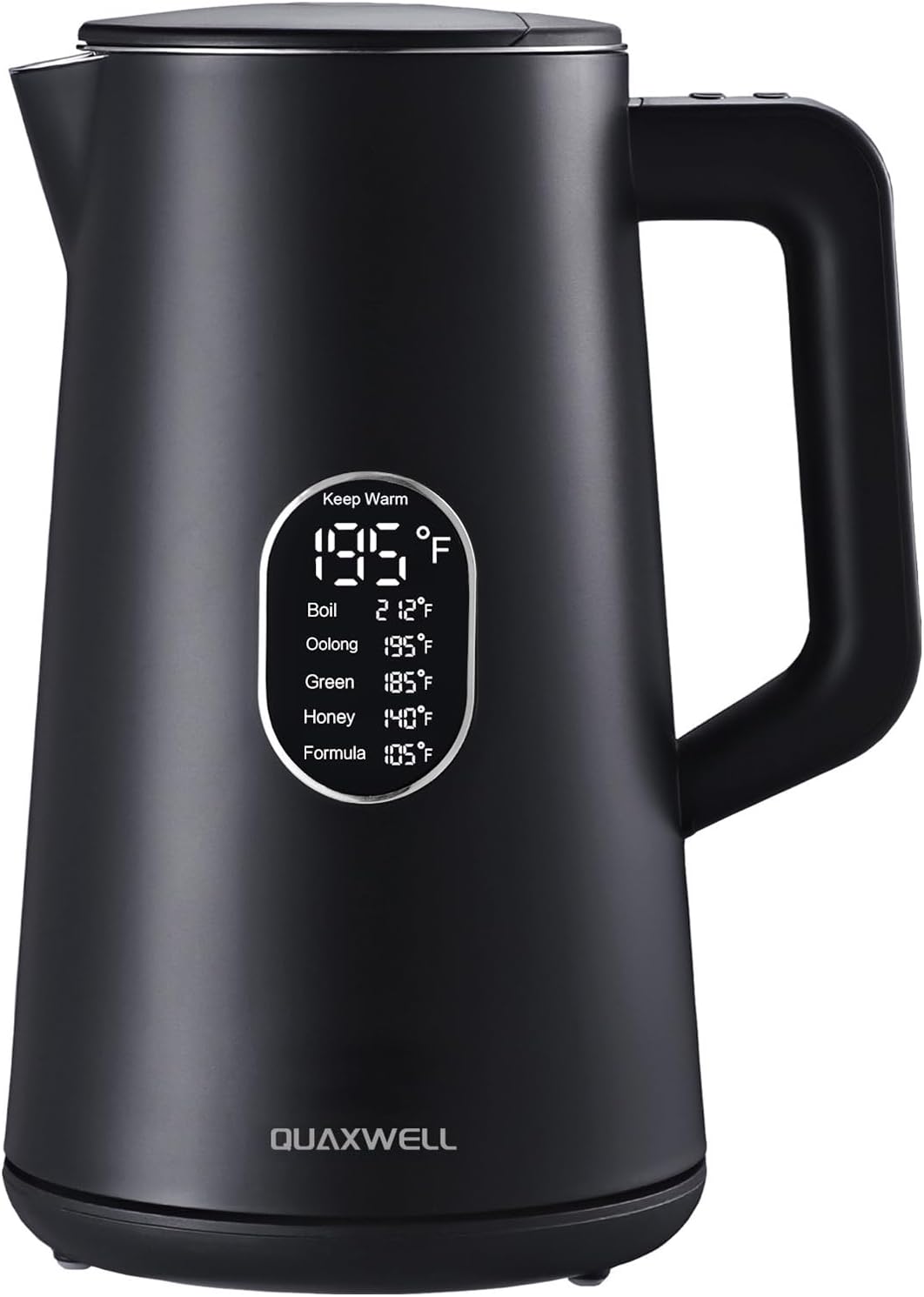 1.5L Electric Kettle Stainless Steel, Double Wall Cool Touch Teapot, Fast Boil,5 Temperature Control, LED Display, Auto Shut-Off, BPA-Free,Keep Warm Function, Ideal for Tea & Coffee,Black