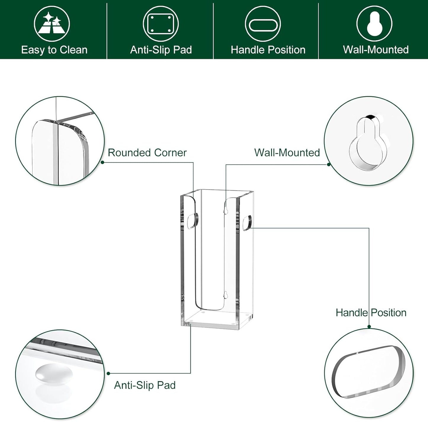 Disposable Coffee Cup Dispenser with Handles, Countertop or Wall Mount Hot/Cold Drink Cup and Lid Holder - Bathroom/Kitchen/Office Acrylic Cup Lid Storage Organizer (1 Compartment, Clear)