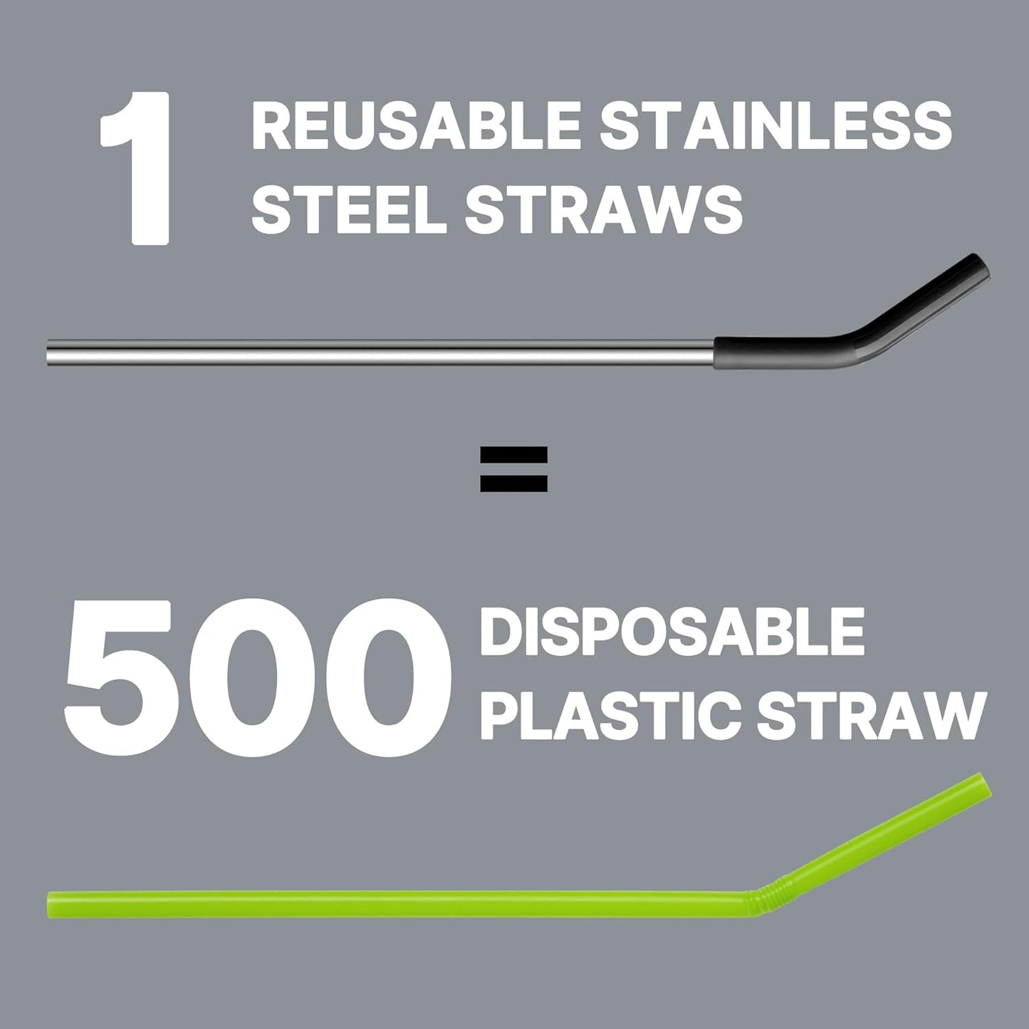 Stainless Steel Straws for 40oz Stanley Cup Tumbler, 40 oz Metal Reusable Replacement Straight Straws for Simple Modern/Meoky/Owala Tumbler,6 Silicone Tips