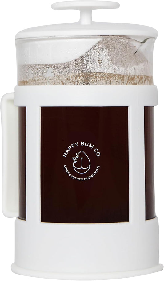 Happy Bum Coffee Plunger | 1 Liter(33.8oz) Glass French Press Stainless Steel Strainer | Easy to Use & Clean French Coffee Press Glass for Brewing and Storing Coffee Blend